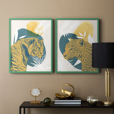 «Jungle Cat I», reproduction encadrée de qualité supérieure - prête à être accrochée - aucun clou requis - aucun clou requis