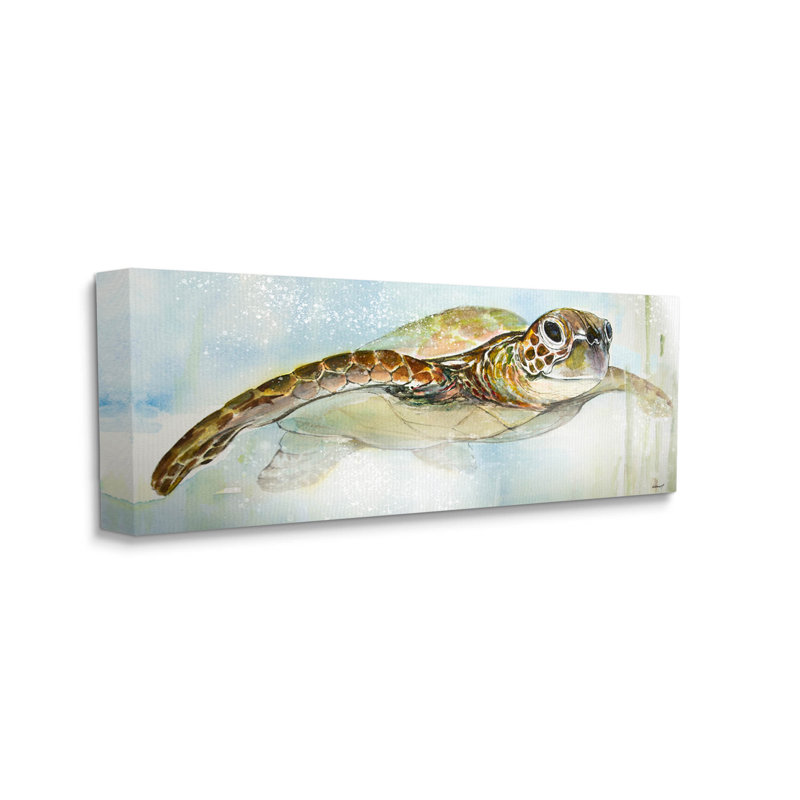 «Peaceful Sea Turtle Natation» par Diannart, impression sur toile tendue, H 10 po x l 24 po x P 1,5 po