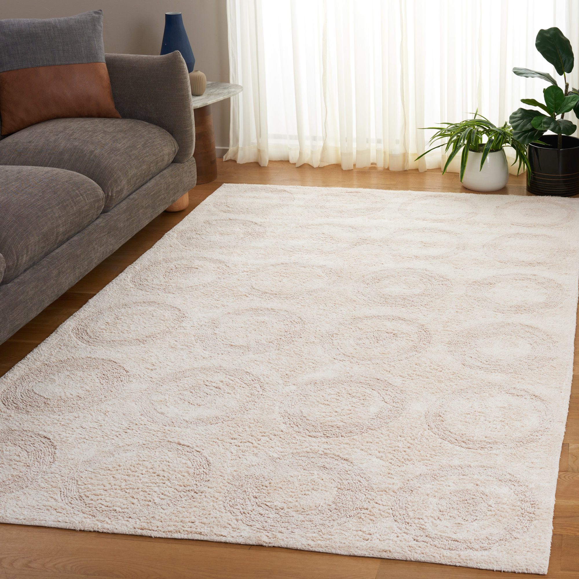 Mullen Handmade Recycled Cotton Ivory Rug, Rectangle 5' x 8'