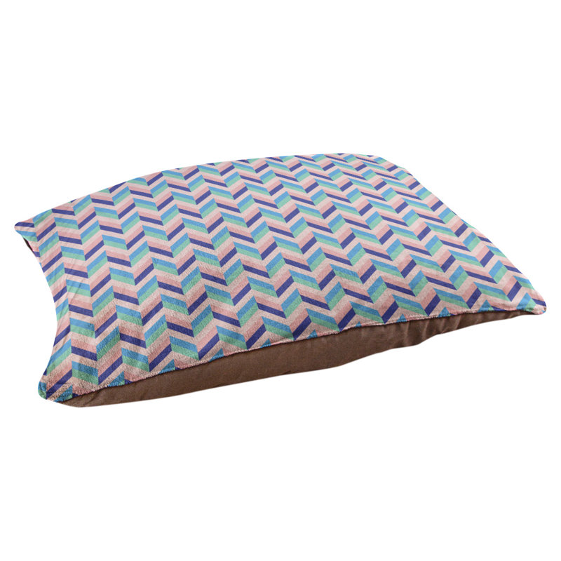 Coussin pour chien chevron Byrge, Grand (l 42,5 po x P 32,5 po x H 14 po), Rose et bleu marine