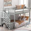 Lit simple superposé au-dessus, gris, avec option de rangement - Lit de sol moderne et pratique inclus-178846342