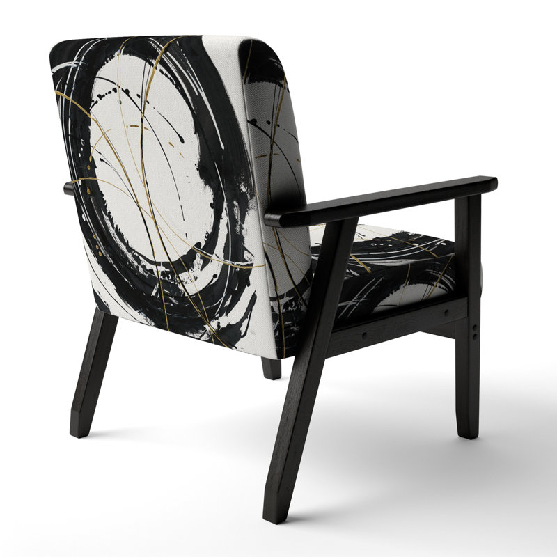 Fauteuil d'appoint rembourré «Giampaola - Gold Circle», Noir / blanc