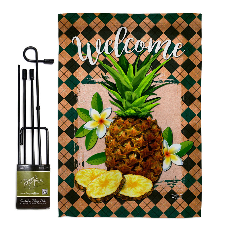 Ensemble de drapeaux en polyester 18,5 po x 13 po Welcome Pineapple