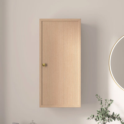 14" Wall-Mounted Single-Door Bathroom Wall Cabinet Made Of Mdf Paint-Free Board