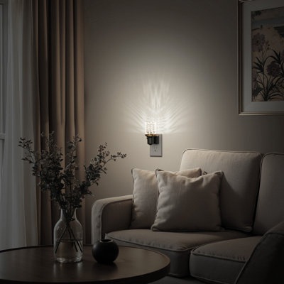 Luminaire colonne en cristal noir et laiton blanc froid 5000K