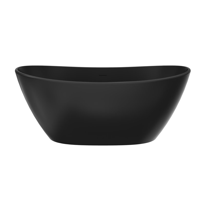 Baignoire de trempage autoportante à surface solide de 61 pouces, baignoire autoportante une pièce blanche matte pour salle de bain