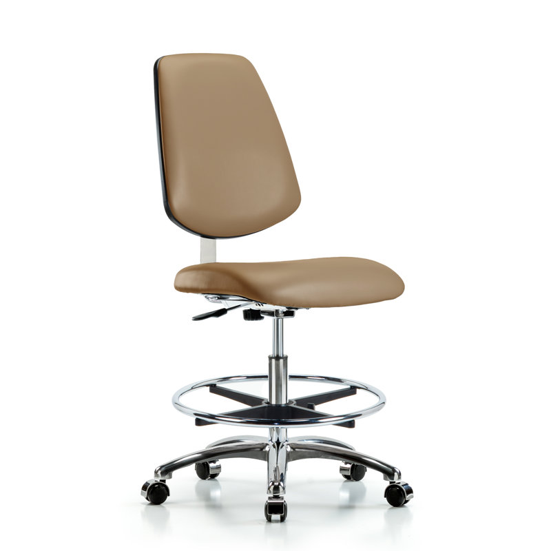Anais Vinyl Drafting Chair, Casters, Taupe