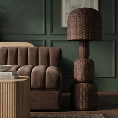 Harvest Brown Rattan Floor Lamp