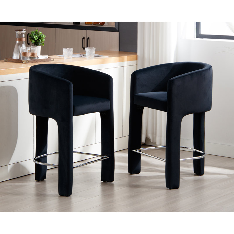 Tabourets de bar modernes de hauteur comptoir, tabourets de bar de 26 po avec dossier et accoudoirs, chaises de bar rembourrées pour la salle à manger de l'îlot de cuisine
