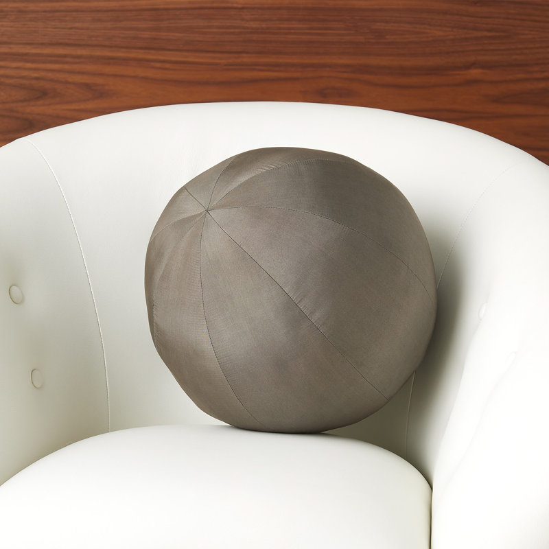 Silk Circular Pillow Cover & Insert, Gray
