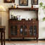 Buffet en bois de noisette en verre massif brun