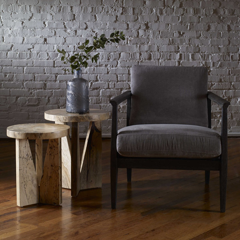 Beige Round Tamarind Wood Nesting Accent Tables