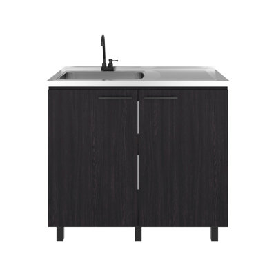 Utility Sink Cabinet Featuring 2 Doors And 3 Shelves - Contemporary Design For Kitchen Laundry, Ample Storage Functional Laundry Areas, Easy To Clean Finish