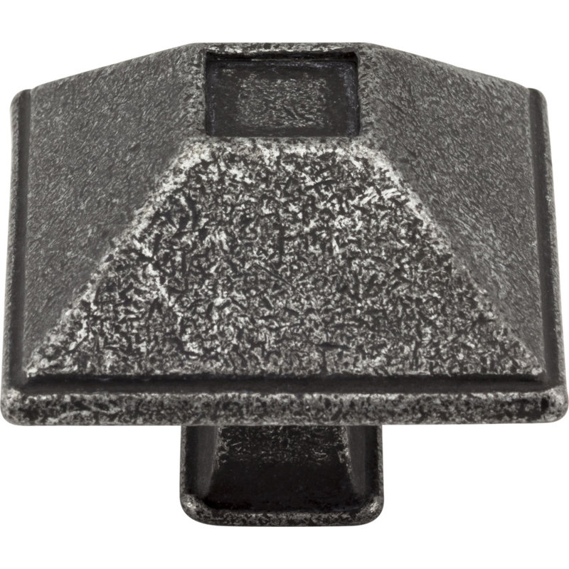 Tahoe Square Knob, Distressed Antique Silver, 1 1/2"