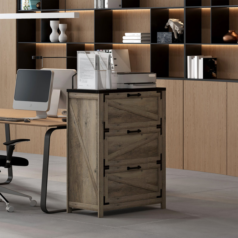 Classeur latéral 3 tiroirs pour bureau personnel, Gris