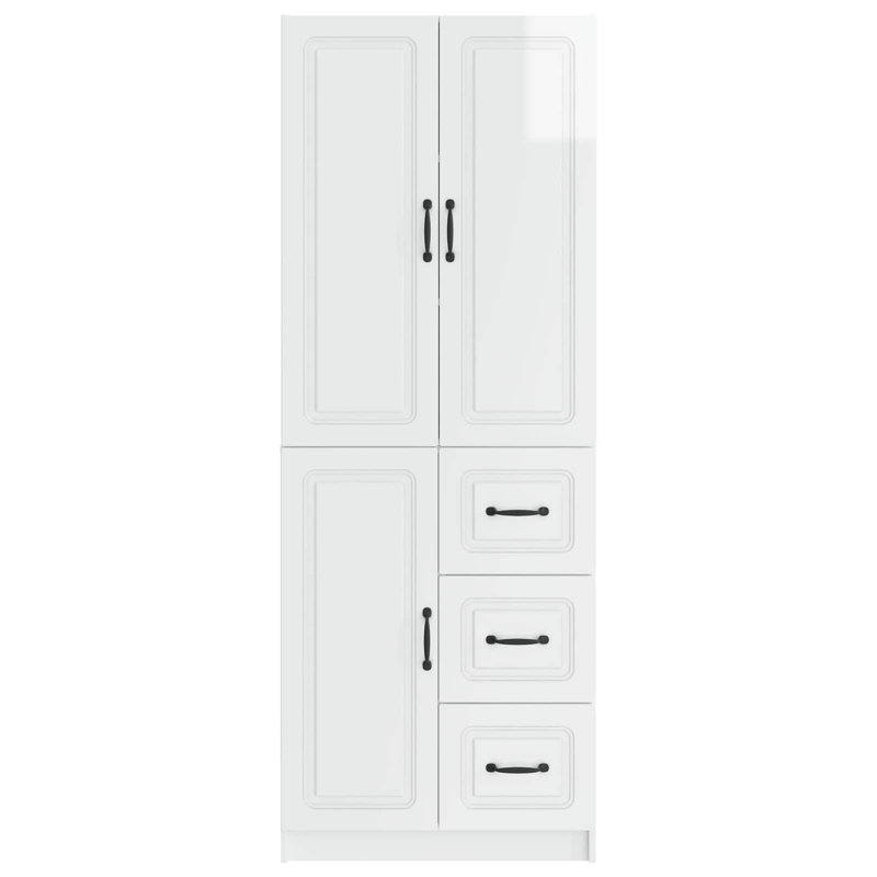 3 -Door 3 Storage Cabinet, High Gloss White