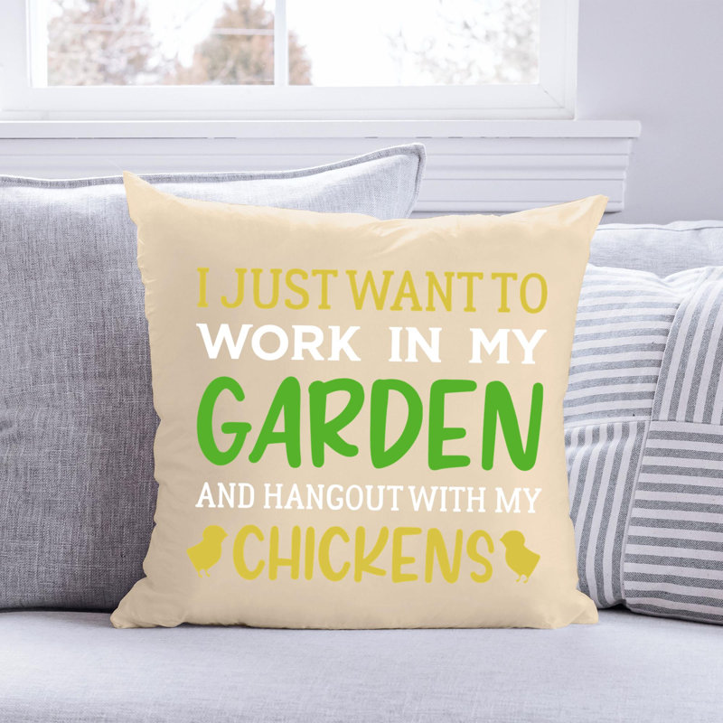 Citation amusante «Garden Lover» 662 - Coussin décoratif inclus, H 14 po x l 14 po