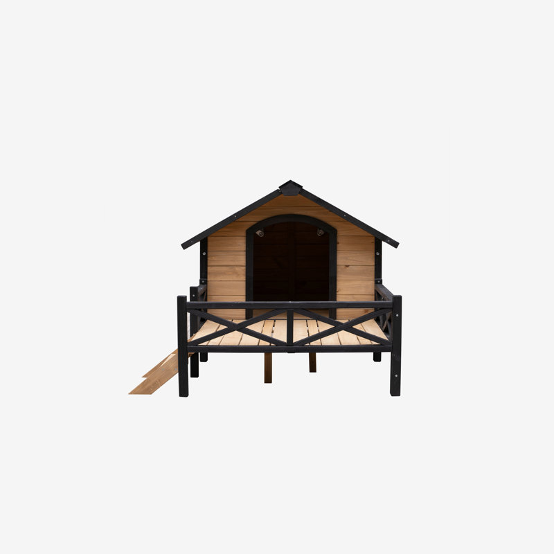 Grand chenil d'extérieur en bois avec niche pour chien, Miel
