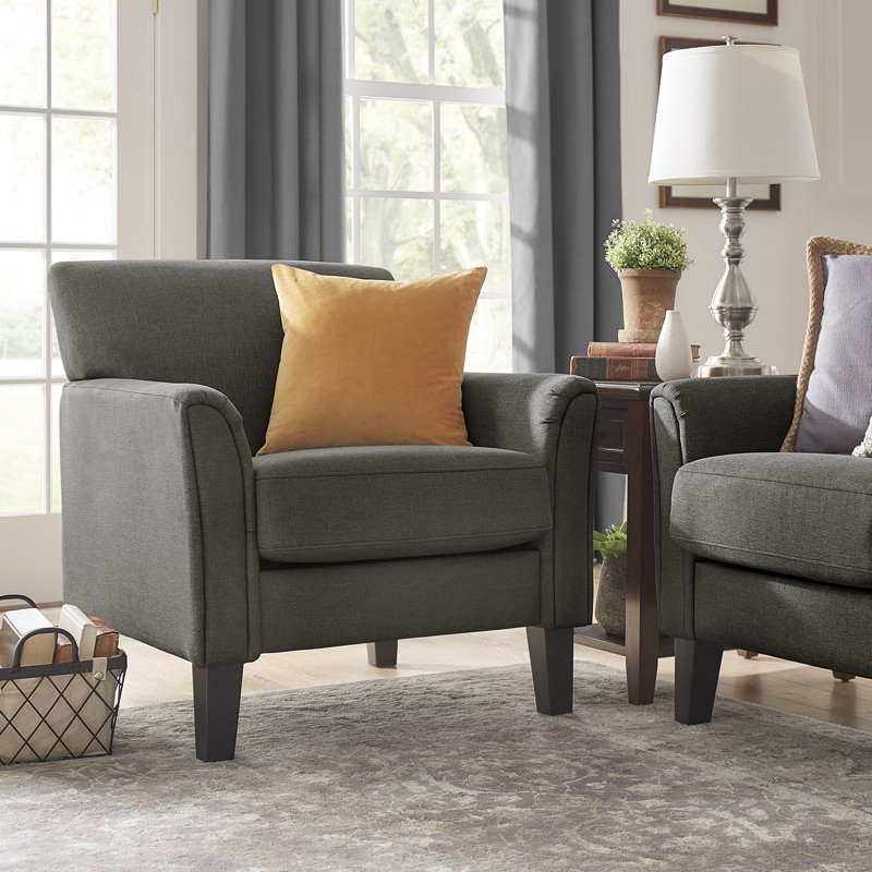 Zaileigh Upholstered Armchair, Heathered Dark Gray Linen