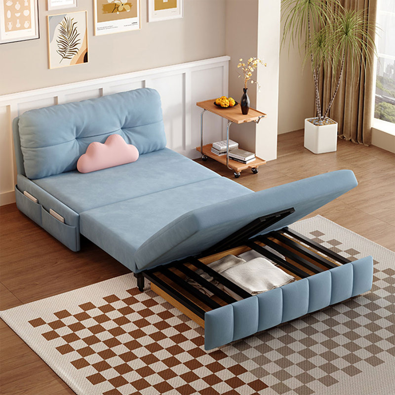 Coussin convertible 35,43 po en polyester bleu, 33.86"H x 35.43"L x 32.28"W