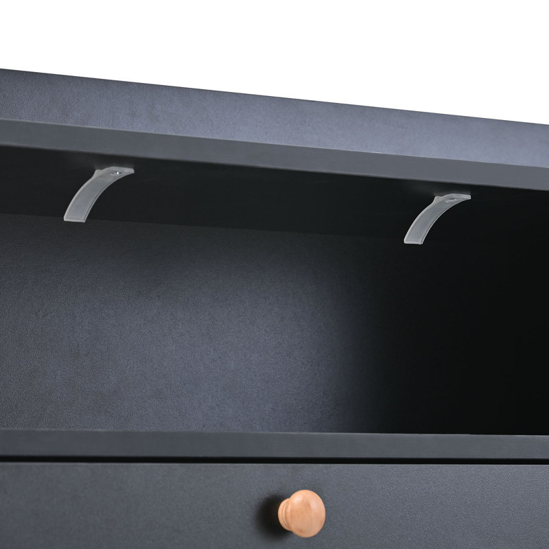 Rangement pour chaussures d'entrée avec 4 tiroirs rabattables, noir, 2 rangements modernes pour le couloir, Black