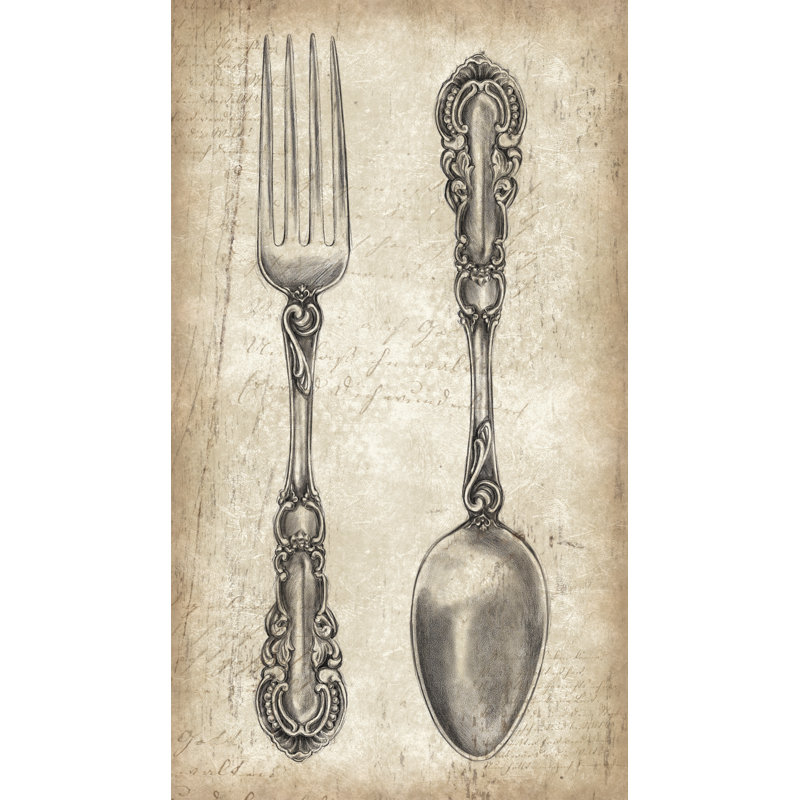 Fork and Spoon - Painting Print, Wrapped Canvas, 91cm H x 61cm W