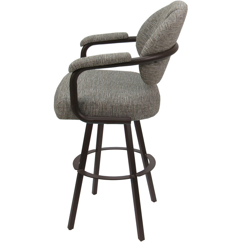 Tabouret de bar pivotant en métal Leandra, Mélange de polyester brun clair / cadre brun