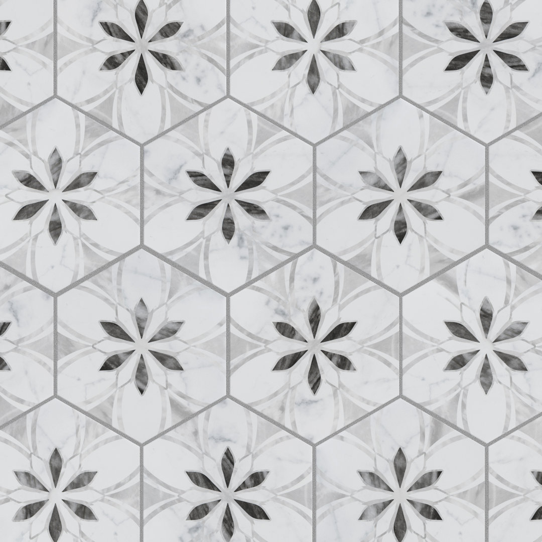 Classico Bardiglio Hex 7" x 8" Porcelain Patterned Wall & Floor Tile Merola Tile 