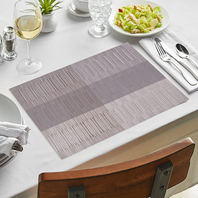Durable PVC Placemats Set with Three Color Bands for Stylish Dining Table Decor and Christmas Tabletops