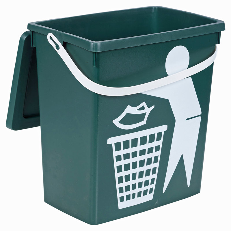 Elizabeth Street Plastic Manual Lift Waste Bin, 5L, Green