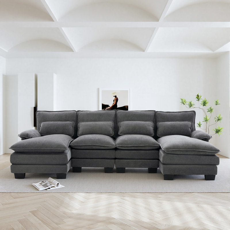 Canapé modulaire Chenille, Gris chenille