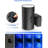 Cylinder Wall Light Black Plug-In Night Light With Light Sensor, Blue Light, Sliding Dimmer