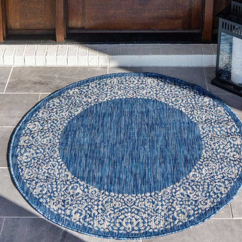 Outdoor Divine Area Rug Sea Color, Round 4'