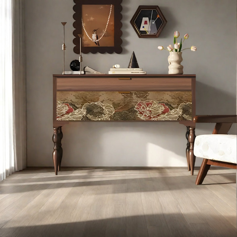 Console rétro avec tiroirs Retro Classical Elegant, Brun