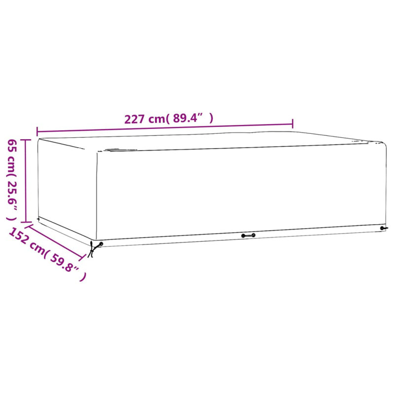 Outdoor Cover, 65cm H x 152cm W x 227cm D