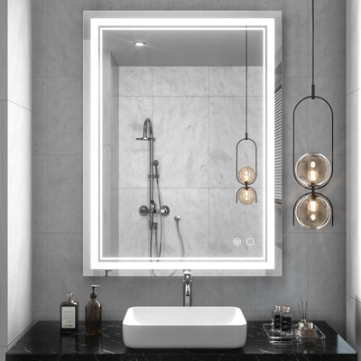 Miroir de salle de bain sans cadre à 3 lumières DEL Adorna