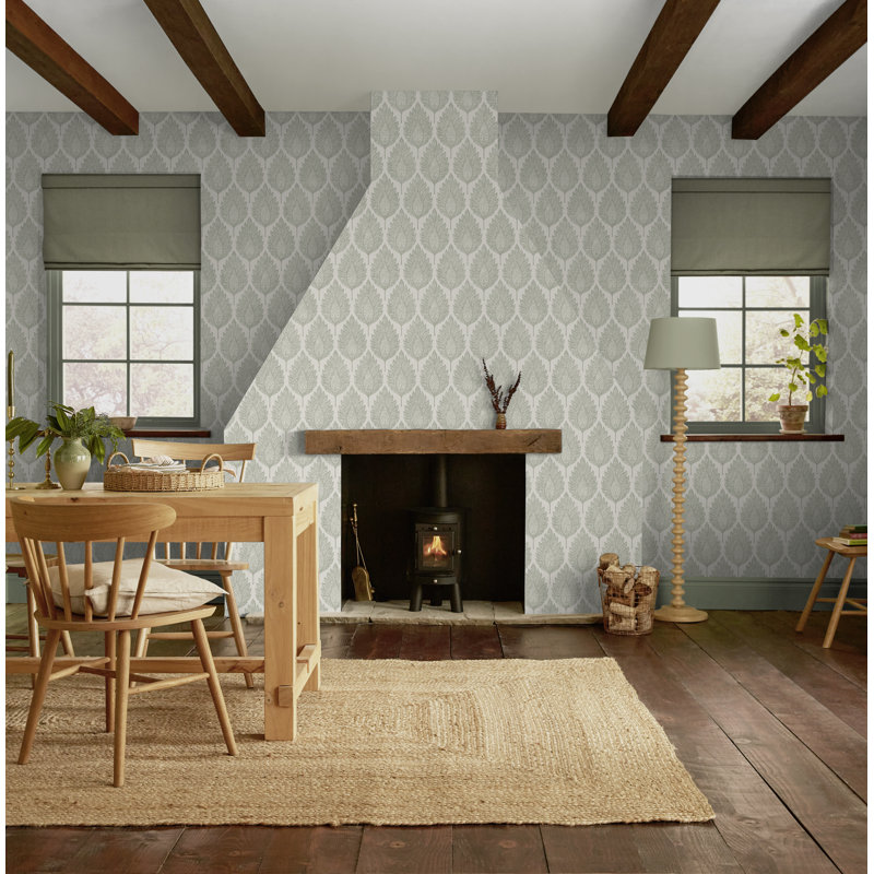 Graham & Brown Flame Leaf Teal Wallpaper, Brown