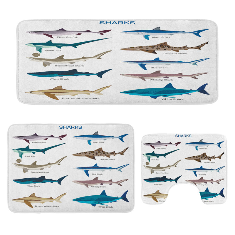  Multicolore poisson ensemble de tapis de salle de bain 3 pièces