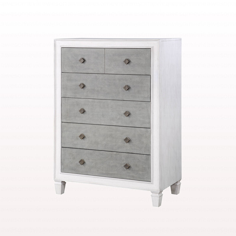 Commode moderne rustique gris et blanc vieilli