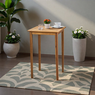 Table de bar d'extérieur carrée en bois d'acacia minimaliste