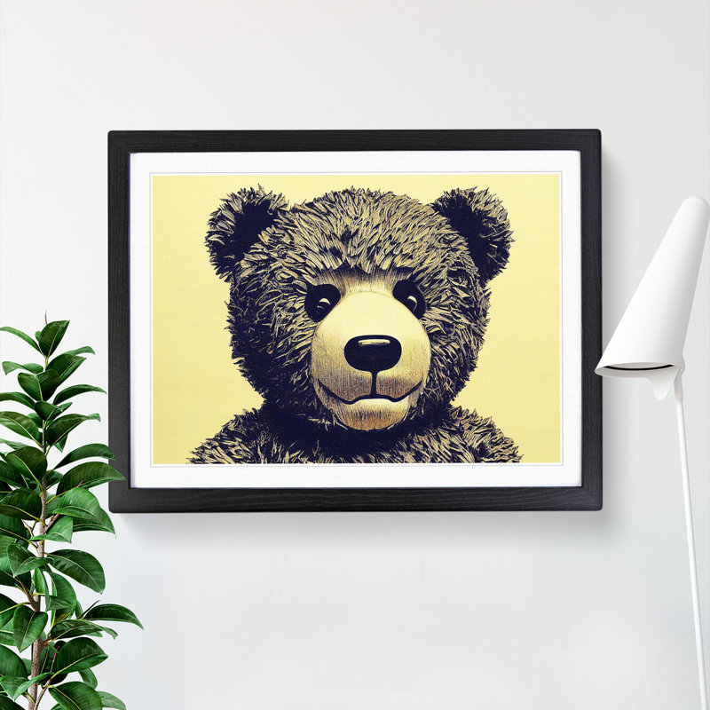 Ideal Teddy Bear - Single Picture Frame Print, 34cm H x 46cm W x 2cm D, Black