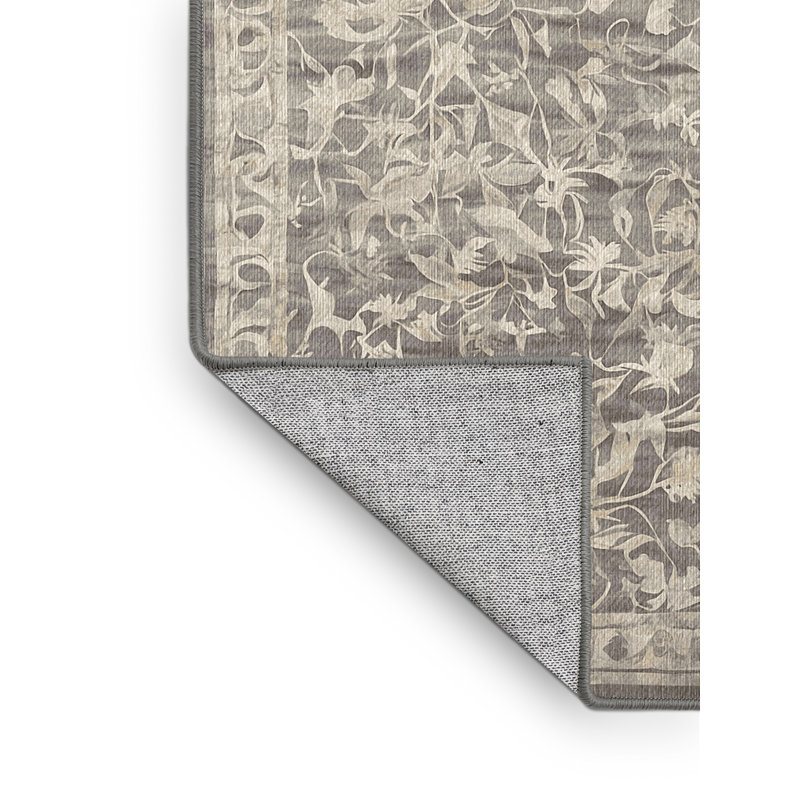 Machine Washable Gray Area Rug, Rectangle 3' x 5'