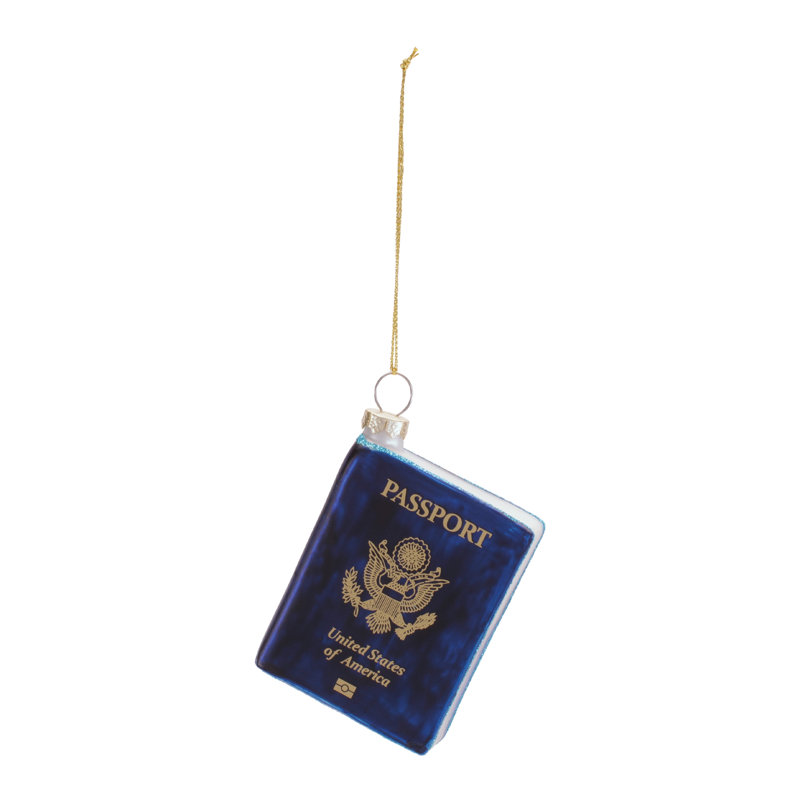 Ornement en verre passeport (ensemble de 6)