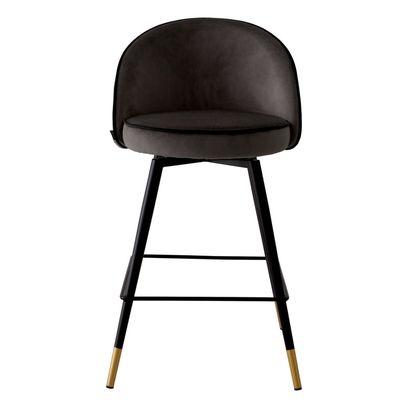 Cooper Swivel Upholstered Bar Stool with Metal Frame, Roche Dark Gray, Counter Stool (26.38" Seat Height)
