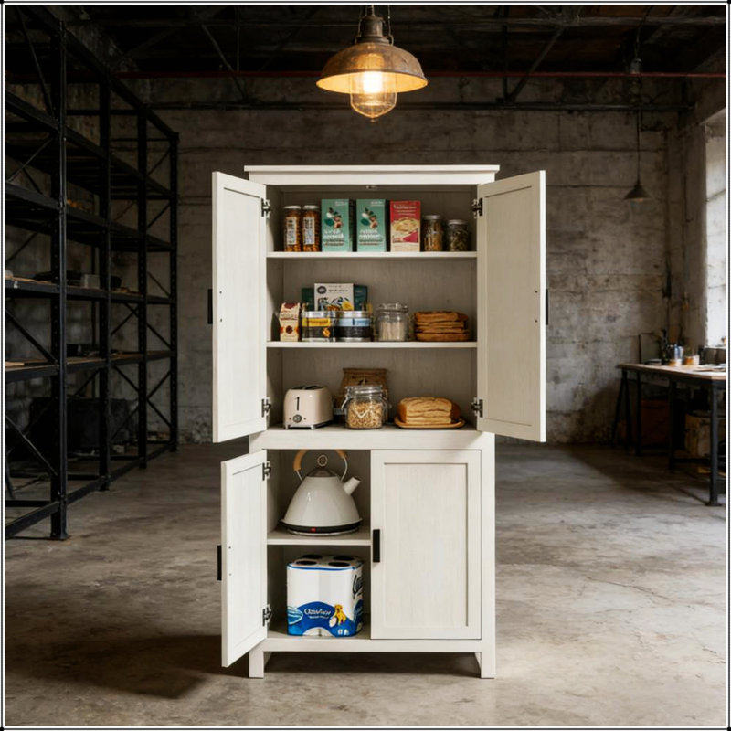 Spacieuse armoire de rangement autoportante avec tablettes à 5 niveaux, idéale pour la cuisine et l'organisation à la maison