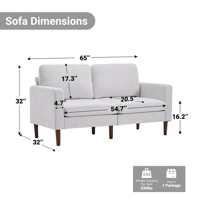 Canapé 65 po Chenille, Gris argenté