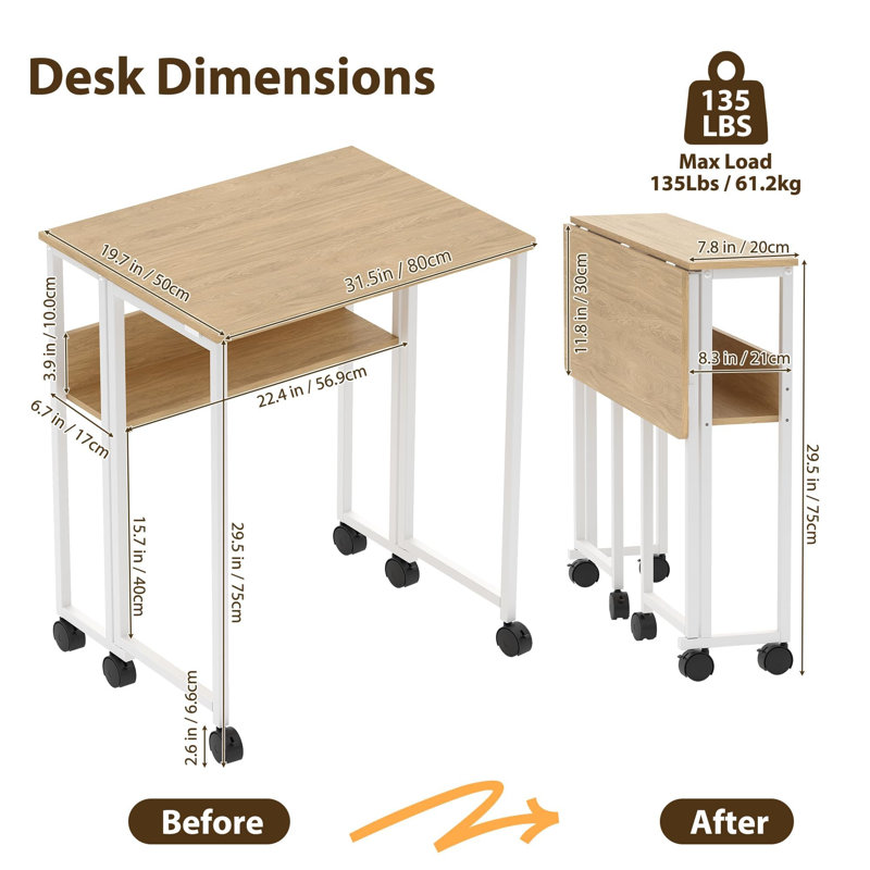 Metal Base Computer Desk, Brown