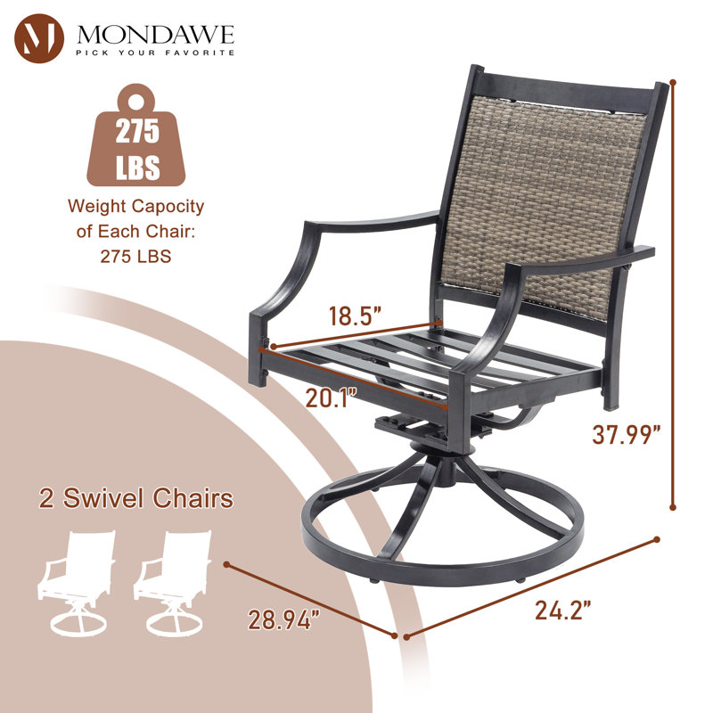 Chaise de patio pivotante en aluminium