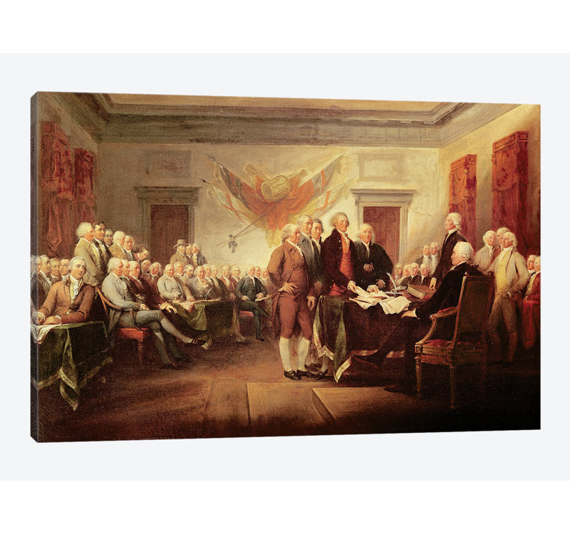 «Declaration of Independence, c.1817 US Capitol Collection», impression sur toile, Papier d'art encadré noir, Blanc