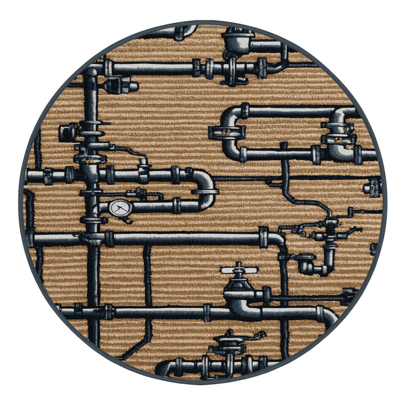 Tapis de transport brun lavable à la machine, Rond 5 pi